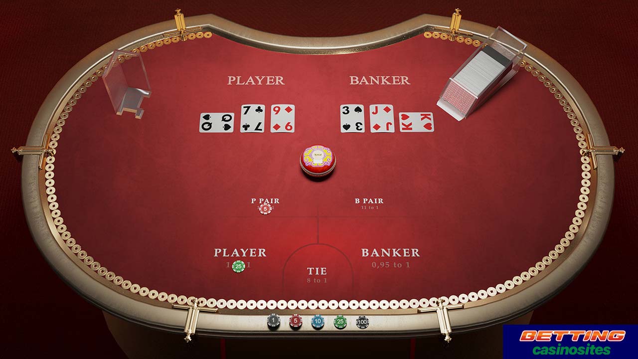 online casino baccarat table top view