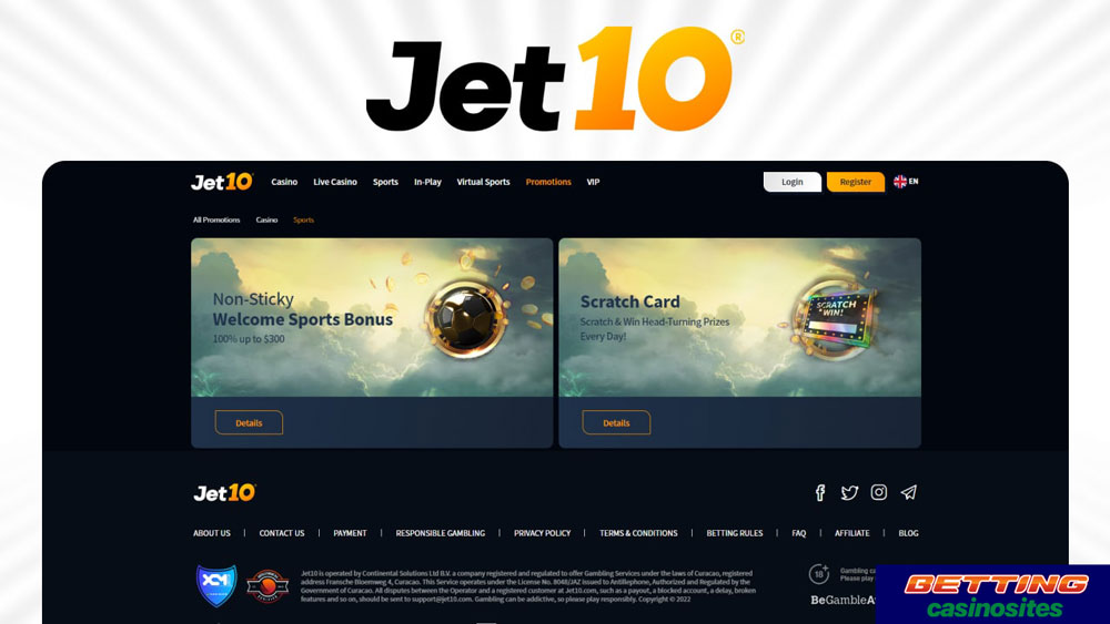 jet10 sports betting bonuses