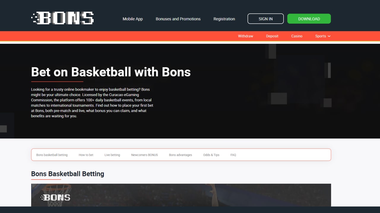 Bons betting site